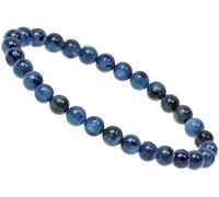 ELEDORO Bracciale in vera cianite con perle di pietra preziosa da 6 mm, gioiello fatto a mano, Vera pietra preziosa di cianite, Kyanit