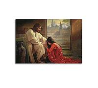 ELedvb Stampa artistica su tela decorativa con Gesù e Maria Maddalena, poster decorativo da parete e stampa artistica moderna per la camera da letto della famiglia (20 x 30 cm)