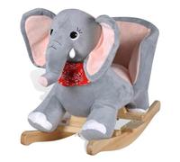 Elefante a dondolo per bambini, cavallo a dondolo in morbido peluche, con comoda imbottitura per la seduta, per bambini da 12 a 36 mesi, grigio