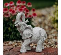 Elefante a tromba statua in pietra H.31 cm 25 x 13 cm 6 kg cemento bianco ant...
