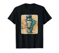 Elefante affascinante con cappello a cilindro per un look avventuroso Maglietta