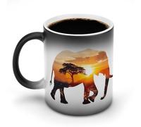 Elefante Africa Landmark Inside cambia colore tazza in ceramica sensibile al calore tazza da caffè con manico divertente regalo 325 ml