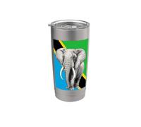 Elefante africano e bandiera della Tanzania Bicchiere termico in acciaio inox doppia parete