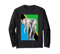 Elefante Africano e Bandiera della Tanzania Maglia a Manica