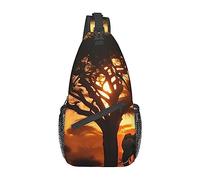 Elefante africano Elefante africano Borsa pettorale Zaino a tracolla diagonale Uomo Donna Viaggio con zaino multifunzionale per sport all'aria aperta