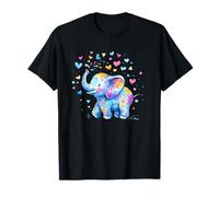 Elefante Arcobaleno con Cuori Colorati Maglietta
