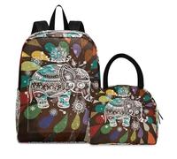 Elefante Arte Animale Zaini Studenti Borsa per il Pranzo al Sacco Set Scolastico Zaino Borsa per il Pranzo per Bambini Ragazzi