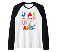 Elefante Bambino 10 Anni Compleanno Ragazzo Ragazza Maglia con Maniche Raglan