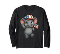 Elefante bandiera USA 4 luglio Giorno dell'indipendenza ragazzi ragazze bambini Maglia a Manica