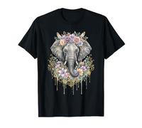 Elefante Boho Mandala Floral Art Maglietta