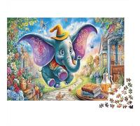 Elefante Cartoon Gioco Educativo da 1000 Pezzi Elefante Colorato con Cappello da Mago per Adulti e Ragazzi Tavola 100% Riciclata Premium 70x50cm/1000 pezzi