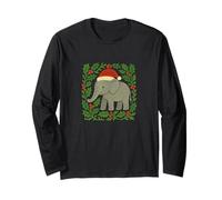 Elefante Che Indossa Un Cappello di Babbo Natale Safari Vacanza Maglia a Manica