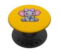 Elefante che indossa un fiocco per capelli per la consapevolezza dell'autismo PopSockets PopGrip Adesivo