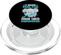 Elefante che indosso verde acqua per la consapevolezza del cancro ovarico PopSockets PopGrip per MagSafe