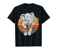 Elefante Che Suona la Chitarra Vintage Chitarra retrò Rock Chitarrista Maglietta