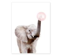 Elefante con gomma da masticare Poster di Sisi And Seb 30 x 40 cm Bianco Quadri Decorazione per pareti