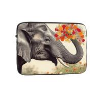 Elefante con stampa floreale a forma di cuore custodia per laptop portatile borsa per laptop alla moda borsa per laptop durevole valigetta per uomo donna borsa da 17 pollici