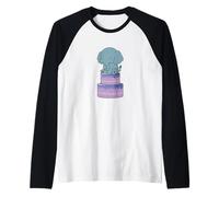 Elefante con Torta di Compleanno Maglia con Maniche Raglan