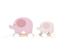 Elefante da trainare JaBaDaBaDo in legno, rosa, dai 12 mesi