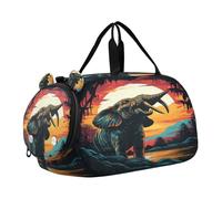 Elefante Dell'acquerello Fantastico Borsa Sportiva da Nuoto e Palestra con Scomparto per Scarpe Borsa da Viaggio per Il Fine Settimana Borsone per Ragazzi