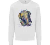 Elefante Disegnato a Mano Acquarello Bambini Felpa Maglione