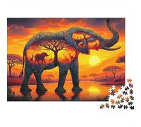 Elefante Extra Thick Cardboard Arte del árbol de la selva Jigsaw Puzzle Bundle Stress Relief Indoor Leisure for Family Puzzle Enthusiasts 52x38cm/1000pcs
