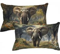 Elefante Federe Cuscini Divano 50 x 80 Federe Cuscino Letto Animale Set da 2 Velluto Traspirante Copricuscini Doppia Faccia Stampa con Cerniera Invisibile per Soggiorno Camera da letto Divano,Model258