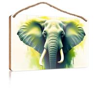 Elefante in legno estivo da appendere Maestà: un ritratto colorato in legno cartello decorativo per la casa idea regalo per la cucina e l'ufficio (20 x 30 cm)