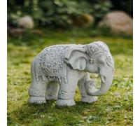 Elefante indiano statua da giardino in pietra fusa, H. 25 cm, 13 kg, grigio, ...