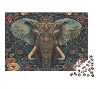 Elefante Jigsaw Puzzle Impossibili 1000 Pezzi Elementi Florali Decorazione Per La Casa. Rilassamento E Intelligence Per Adulti E Ragazzi Da 14 Anni 1000pcs (75x50cm)