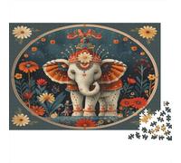 Elefante Jigsaw Puzzle Impossibili 1000Pcs Elementi Florali Decorazione Per La Casa. Rilassamento E Intelligence Per Adulti E Bambini Da 12 Anni 1000pcs (75x50cm)