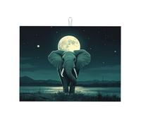 Elefante Luna di notte grande in microfibra scolapiatti riutilizzabile lavabile scolapiatti tappetino per accessori da cucina 45,7 x 61 cm