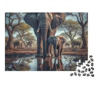 Elefante Madre e Cucciolo Puzzle 1000 Pezzi Scena Naturale 52x38cm/1000pcs