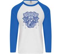 Elefante Mandala Arte Uomo L/S Baseball T-Shirt