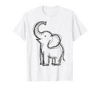 Elefante Minimalista Scribble Line Art Graphic Wildlife Maglietta