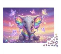 Elefante Orecchie Arcobaleno Puzzle 1000 Pezzi Carta per Adulti Scenario Farfalle Gioco di Puzzle 1000 Pezzi Relax Decorazione Regalo 70x50cm/1000pcs