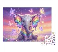 Elefante Orecchie Arcobaleno Puzzle per Adulti 1000 Pezzi Puzzle Gioco Fantasia Farfalla Casa Relax Famiglia Decor 52x38cm/1000pcs