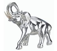 Elefante Portafortuna in Resina Argento con ZANNE Misura 7x3.5x6 cm Idea Regalo, soprammobile - Scatola Regalo Inclusa - Made in Italy