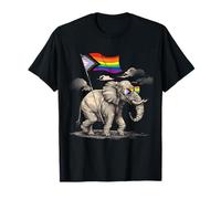 Elefante Progressive Pride Bandiera Progress Pride Flag LGBT Maglietta