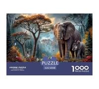Elefante Puzzle Impossible 1000Pcs Stagno nella foresta autunnale Decorazione Per La Casa. Giochi Rilassamento E Intelligence Per Adulti E Ragazzi Da 14 Anni 52x38cm/1000pcs