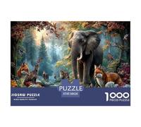 Elefante Puzzle Impossible 1000Pcs Torrente nella foresta autunnale Decorazione Per La Casa. Rilassamento E Intelligence Per Adulti E Ragazzi Da 14 Anni 38x26cm/1000pcs