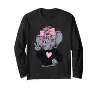 Elefante Ragazza Segno della Pace Occhiali Rosa Kawaii Pop Graphic Maglia a Manica