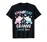 Elefante Rosa o Blu Granny Loves You Gender Reveal Maglietta