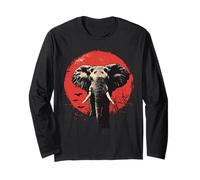 Elefante Safari Tramonto Wildlife Tribal Nature Art Maglia a Manica