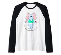 Elefante Saltare la Corda Corda per Saltare Fitness Maglia con Maniche Raglan