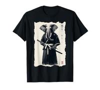 Elefante Samurai Guerriero Design Giapponese Estetica Maglietta