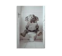 Elefante seduto sul water che legge un giornale poster divertente per bagno umorismo decorazione da parete divertente poster animale poster per WC poster su tela decorazione da parete stampa dipinti
