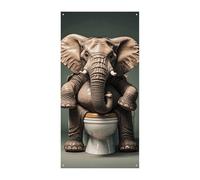 Elefante seduto sulla copertura della porta del WC, decorazioni per porta di benvenuto, decorazioni per porte da parete, porta d'ingresso, striscione da appendere per interni ed esterni, decorazioni