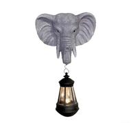 Elefante solare dipinto a mano per statuetta 32 cm decorazione resistente | Resina dipinta a mano, altezza 32 cm, sensore di luce automatico, simbolo portafortuna, accento vialetto per patio
