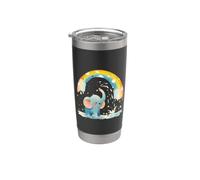 Elefante Spruzza Acqua Cielo Arcobaleno Grafica Bambini Bicchiere termico in acciaio inox doppia parete